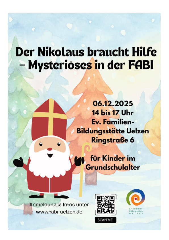 Öffnet die Seite 'Der Nikolaus braucht Hilfe – Mysteriöses in der FABI! Ein Nikolausabenteuer für Kinder im Grundschulalter'
